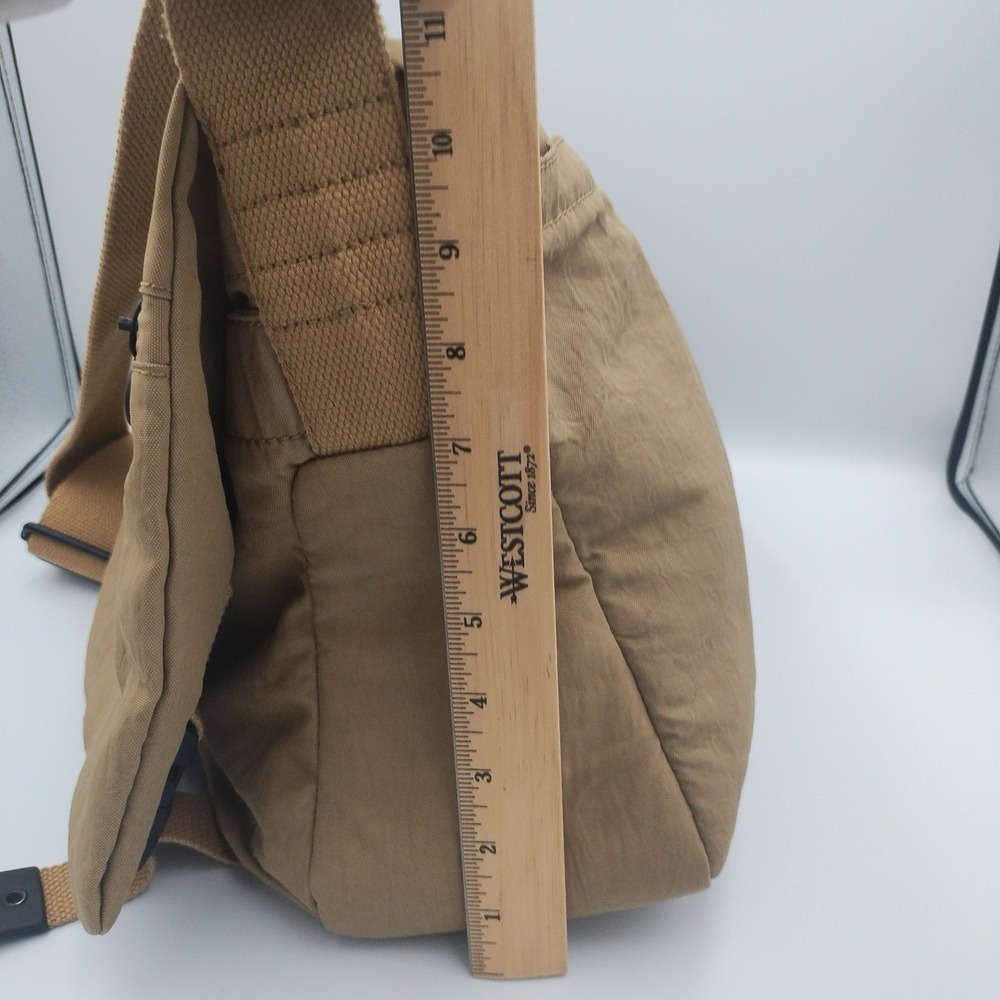 Vintage Kipling Messenger Bag Khaki Tan Nylon Crossbody  y2k Monkey Charm EUC - Picture 12 of 15